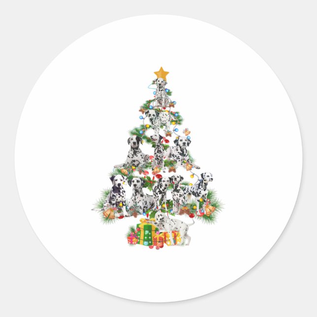 Adesivo Cachorro Dalmaciano Engraçado Feliz Natal Tre (Frente)