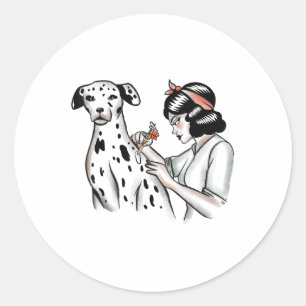 Adesivo Cachorro Dalmático E Mulher Tatuadora Design_1