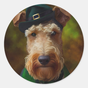 Adesivo Cachorro de Airedale na Rua. Dia de Patrick