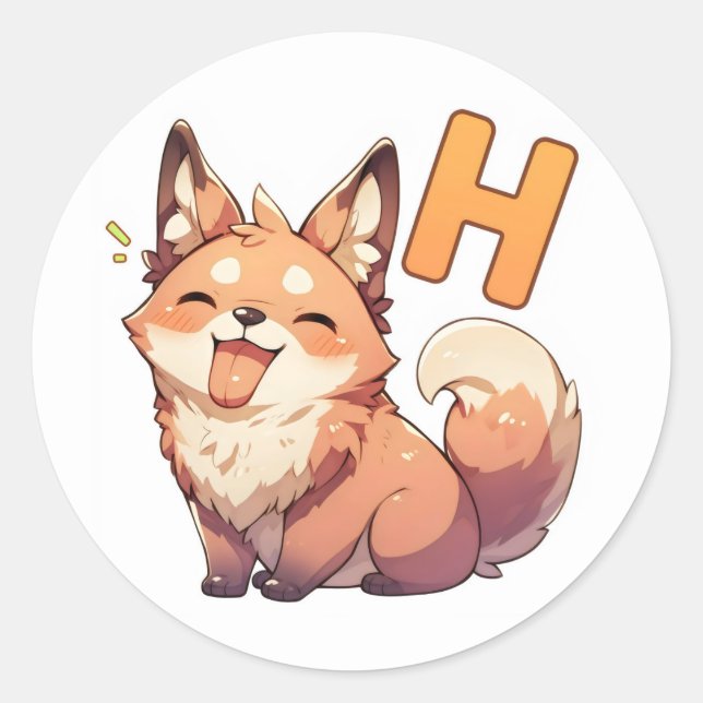 Adesivo Cachorro de animação da letra H (Frente)