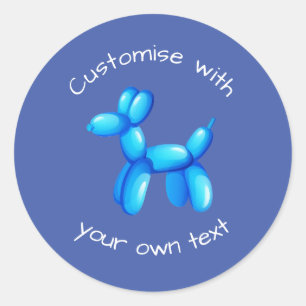 Adesivo Cachorro de Animal de Balão Azul Texto Personaliza