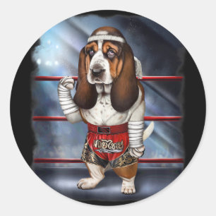 Adesivo Cachorro de Aposta Como Campeão de Boxe Tailandês