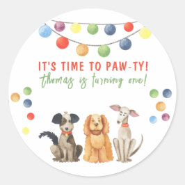 Adesivo Cachorro de Aquarela Primeira Festa de aniversário