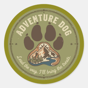 Adesivo Cachorro de Aventura Caminada Selo Retro - Liderar