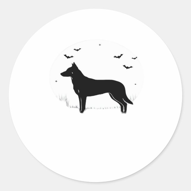 Adesivo Cachorro de Beauceron - Silhueta de Lua de Hallowe (Frente)