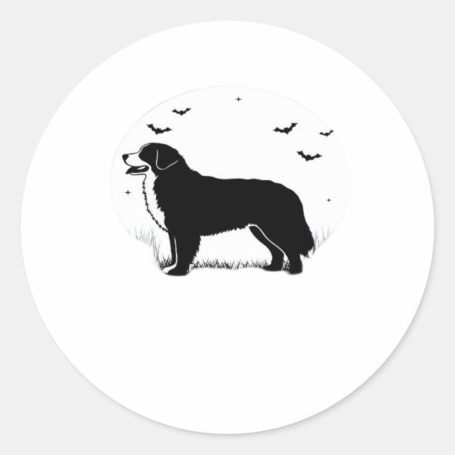 Adesivo Cachorro de Bernese - Lua de Halloween Silhouette  (Frente)