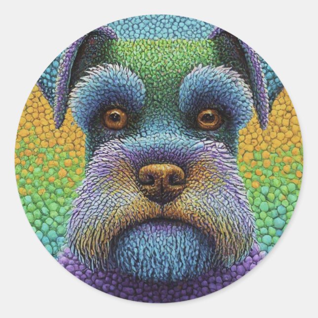Adesivo Cachorro de Bolinhas Colorida Schnauzer (Frente)