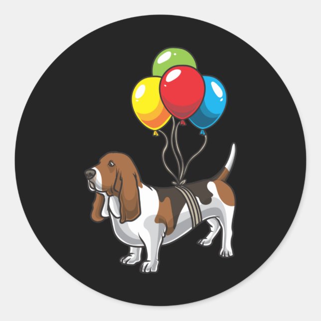 Adesivo Cachorro de Caça-Basset com Ballons (Frente)