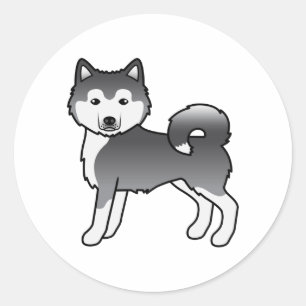 Adesivo Cachorro de Cartoon Malamute Azul no Alasca