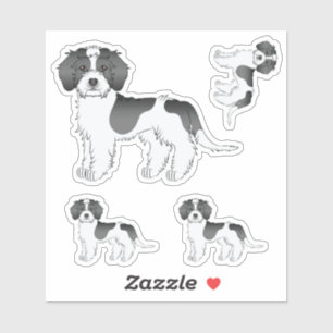 Adesivo Cachorro de Cartoon Mini Goldendoodle de Cor Negra
