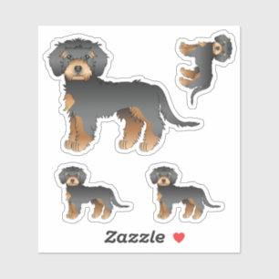 Adesivo Cachorro de Cartoon Negro E Mini Goldendoodle