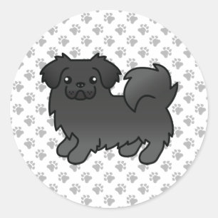 Adesivo Cachorro de Cartoon Negro-espanhol-tibetano