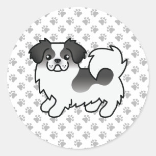 Adesivo Cachorro de Cartoon Negro Particolorido Tibetano-e
