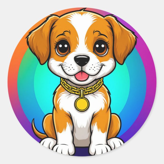 Adesivo Cachorro de Desenho Adorável (Frente)
