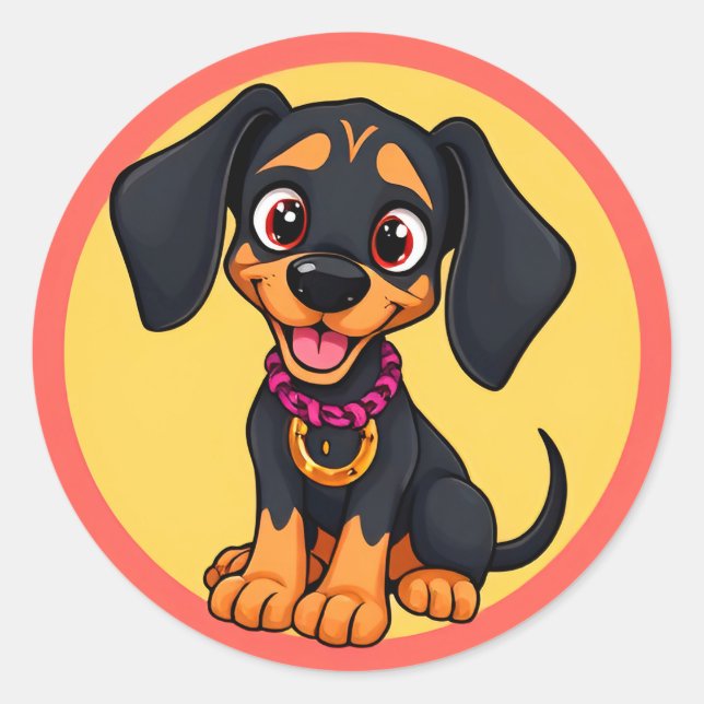 Adesivo Cachorro de Desenho Animado Adorável (Frente)