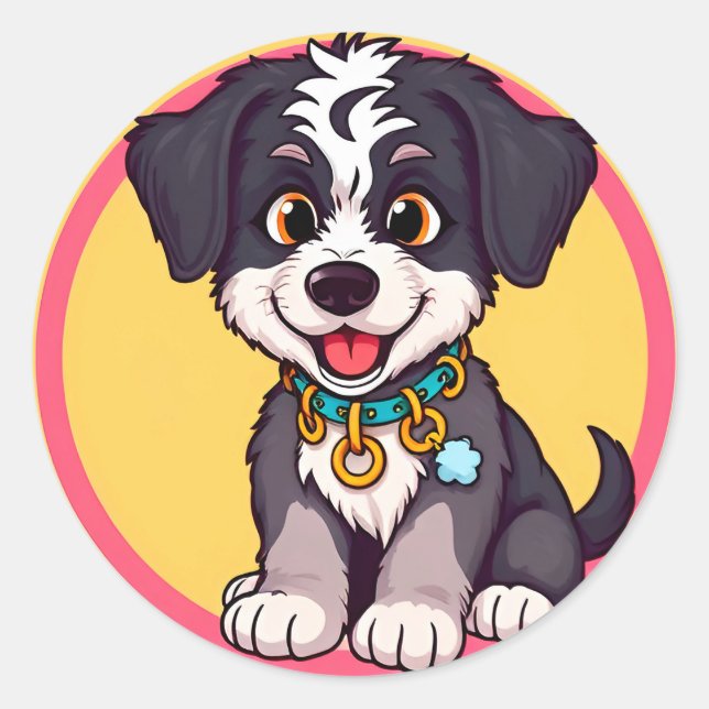 Adesivo Cachorro de Desenho Animado Adorável (Frente)