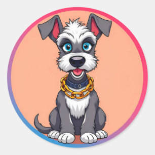 Adesivo Cachorro de Desenho Animado Adorável Sorriso Alegr