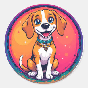Adesivo Cachorro de Desenho Animado Alegre