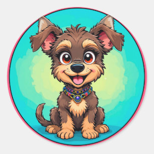 Adesivo Cachorro de Desenho Animado Alegre Design de Anima