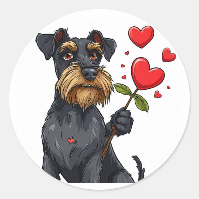 Adesivo Cachorro de Desenho Animado com Flor de Coração 🐾 (Frente)
