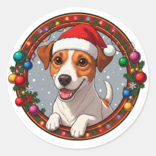 Adesivo Cachorro de desenho animado de Natal festivo