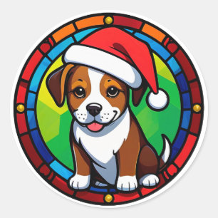 Adesivo Cachorro de desenho animado de Natal festivo