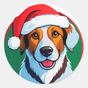 Adesivo Cachorro de desenho animado de Natal festivo