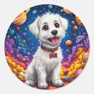 Adesivo Cachorro de desenho animado fofo no espaço