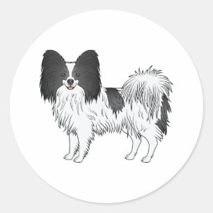 Adesivo Cachorro de desenho animado fofo papillon preto e