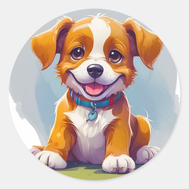 Adesivo Cachorro de desenho fofo (Frente)