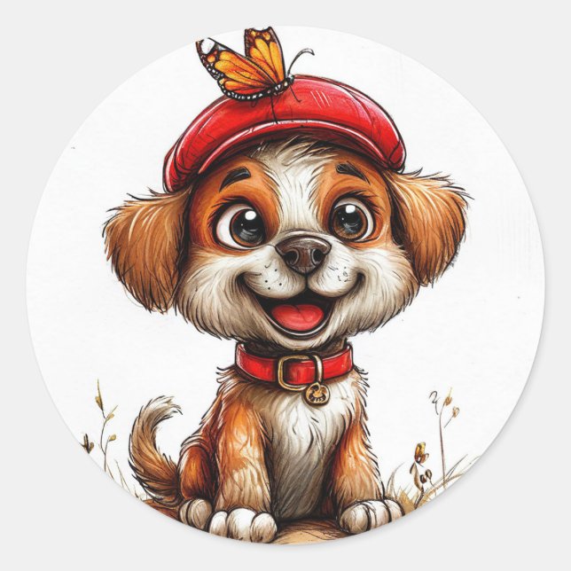 Adesivo Cachorro de desenho fofo (Frente)