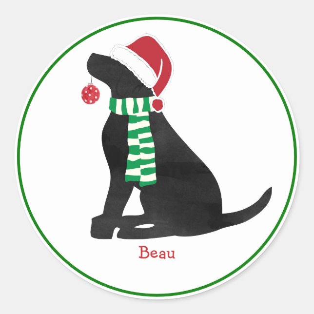Adesivo Cachorro de Férias Preto de Natal Personalizado (Frente)