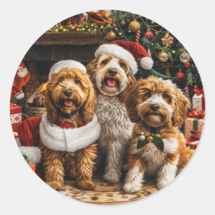 Adesivo Cachorro de Goldendoodle de Natal