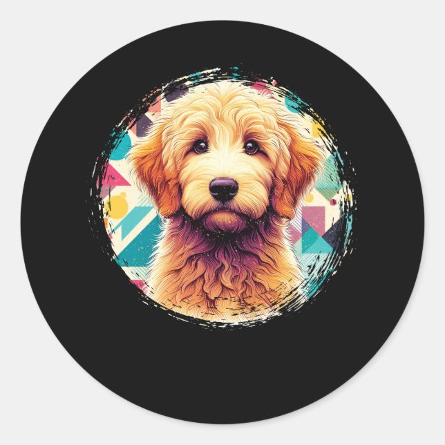 Adesivo Cachorro de Goldendoodle de Retrato Bonito na Port (Frente)