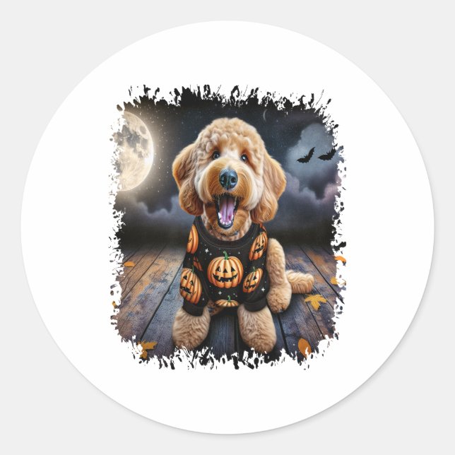 Adesivo Cachorro de Goldendoodle Halloween (Frente)