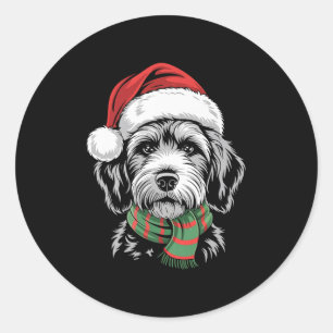 Adesivo Cachorro de Goldendoodle Xmas Santa Hat Scarf Chri
