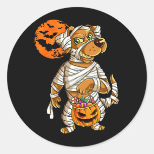 Adesivo Cachorro de Halloween da Momia Abóbora