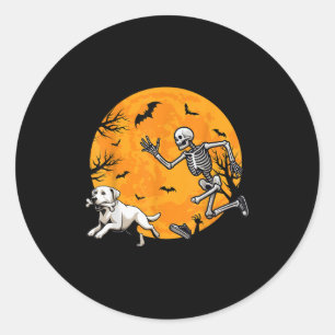 Adesivo Cachorro de Halloween Esqueleto Perseguindo Cachor