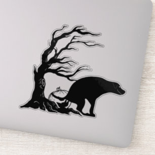 Adesivo Cachorro de Halloween fazendo cocô debaixo de árvo