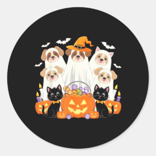 Adesivo Cachorro de Halloween Vestido de Fantasma Cachorro