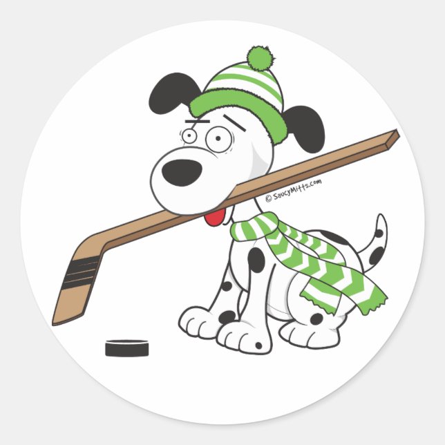 Adesivo Cachorro de Hockey com Stick (Frente)