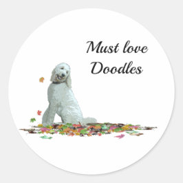 Adesivo Cachorro De Labradoodle Em Folhas