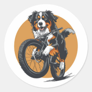 Adesivo Cachorro De Montanha Bernese Andando De Bicicleta 