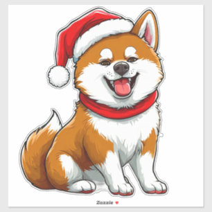 Adesivo Cachorro de Natal Adorável