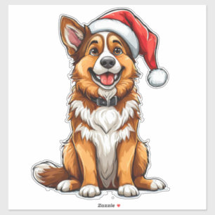 Adesivo Cachorro de Natal Adorável