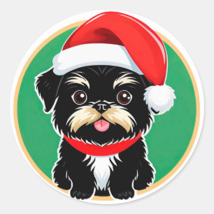 Adesivo Cachorro de Natal Adorável Com Chapéu de Papai Noe