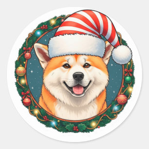 Adesivo Cachorro de Natal Adorável Com Chapéu de Papai Noe