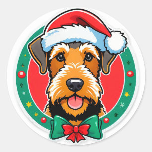 Adesivo Cachorro de Natal Adorável Com Chapéu de Papai Noe
