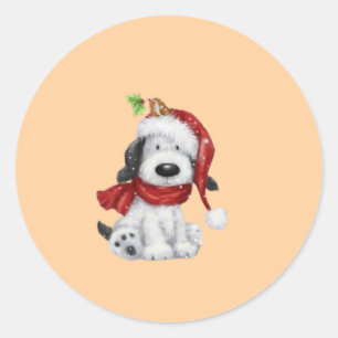 Adesivo Cachorro de Natal bonito com Papai Noel e Scarf