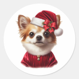 Adesivo Cachorro de Natal Chihuahua Santa Férias